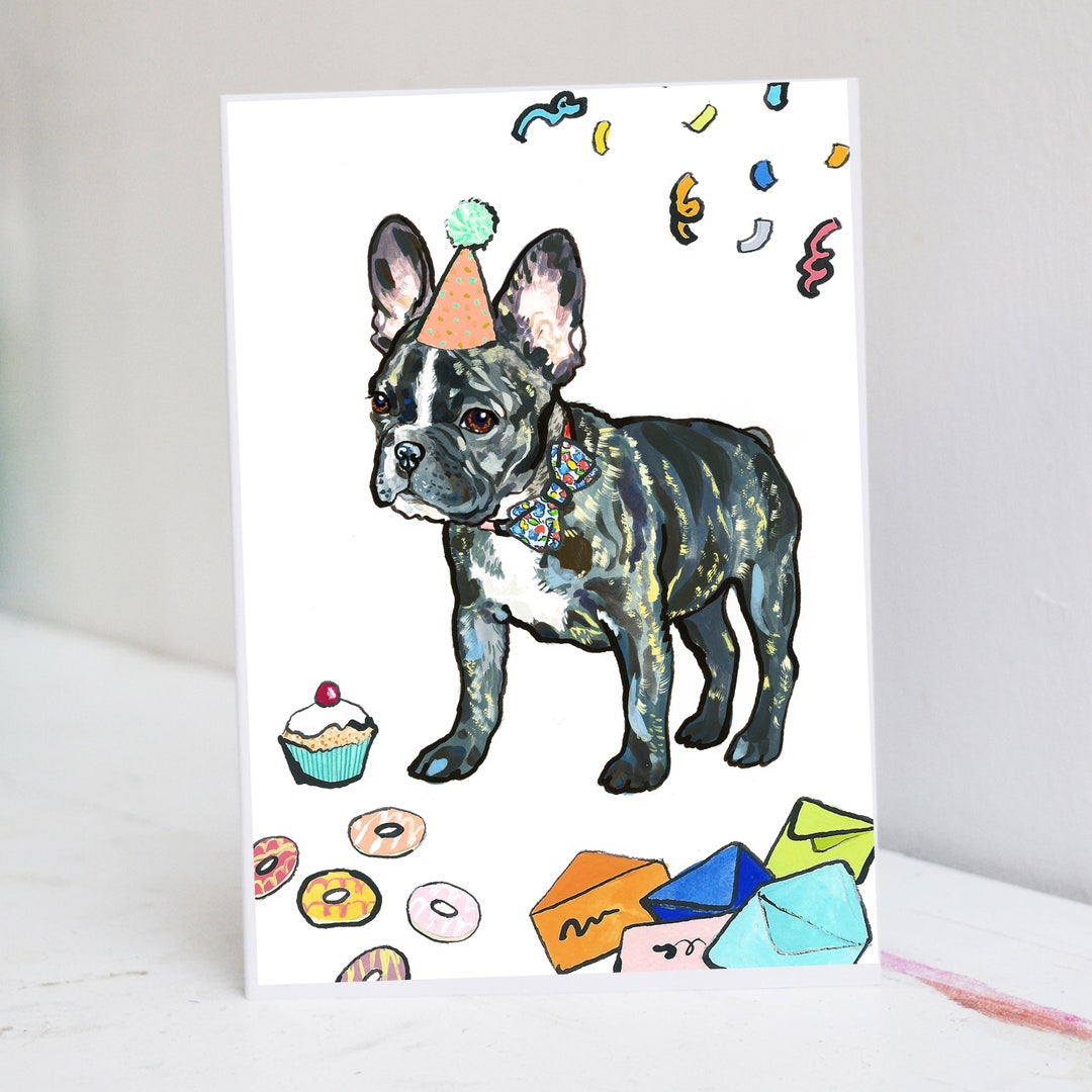 Personalised Black French Bulldog Card - Etsy