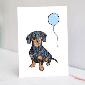 Tarjeta personalizada con Dachshund negro y fuego