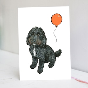 Gepersonaliseerde zwart-witte cockapoo-kaart