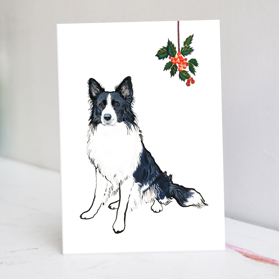 Personalised Border Collie Christmas Card - Etsy