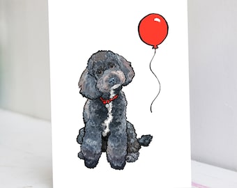 Personalised Black Toy Poodle Card