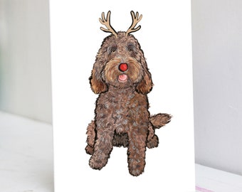 Personalised Festive Chocolate Cockapoo Christmas Card