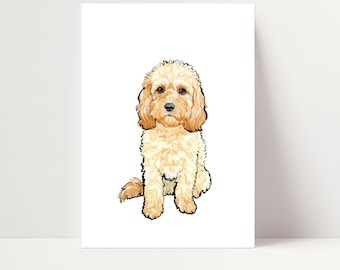 Apricot Cavapoo Druck | Cavapoo Wandbild