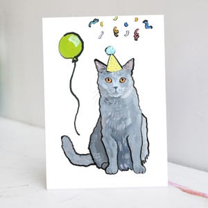 Anniversaire de chat bleu britannique | Carte de voeux chat