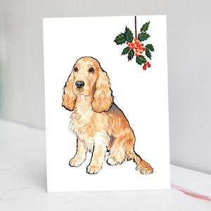 Goldene Cocker Spaniel Weihnachtskarte