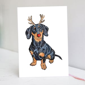 Personalised Black and Tan Dachshund Christmas Card
