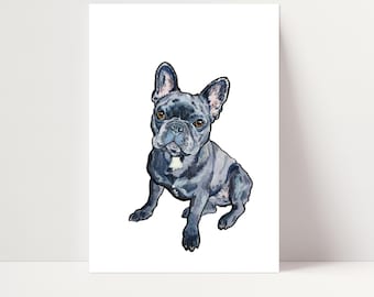 Blue Frenchie Wall Art | French Bulldog Print | French Bulldog Wall Art