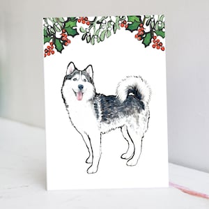 Carte de Noël Husky personnalisée