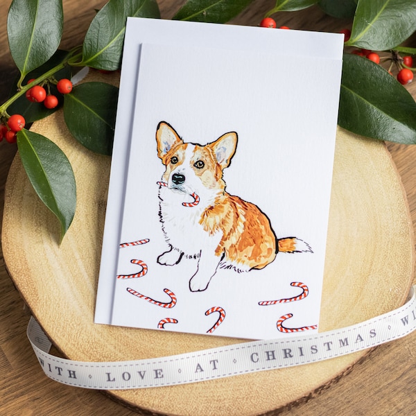 Personalised Corgi Christmas Card