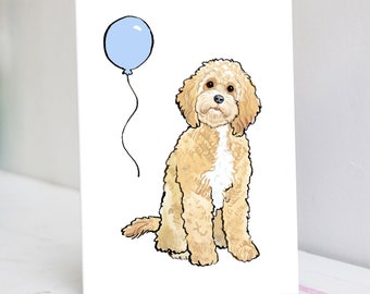 Personalised Apricot Cavapoo II Birthday Card