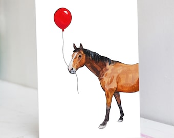 Horse Birthday Card with Balloon