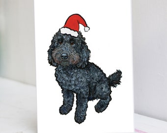 Schwarzer Cockapoo Weihnachtskarte