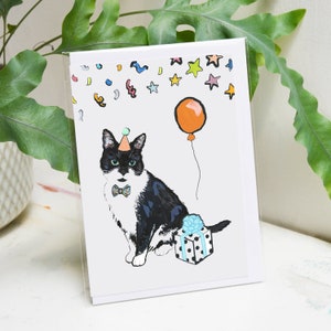 Tuxedo Cat Birthday Card | Black and White Cat Card image 2