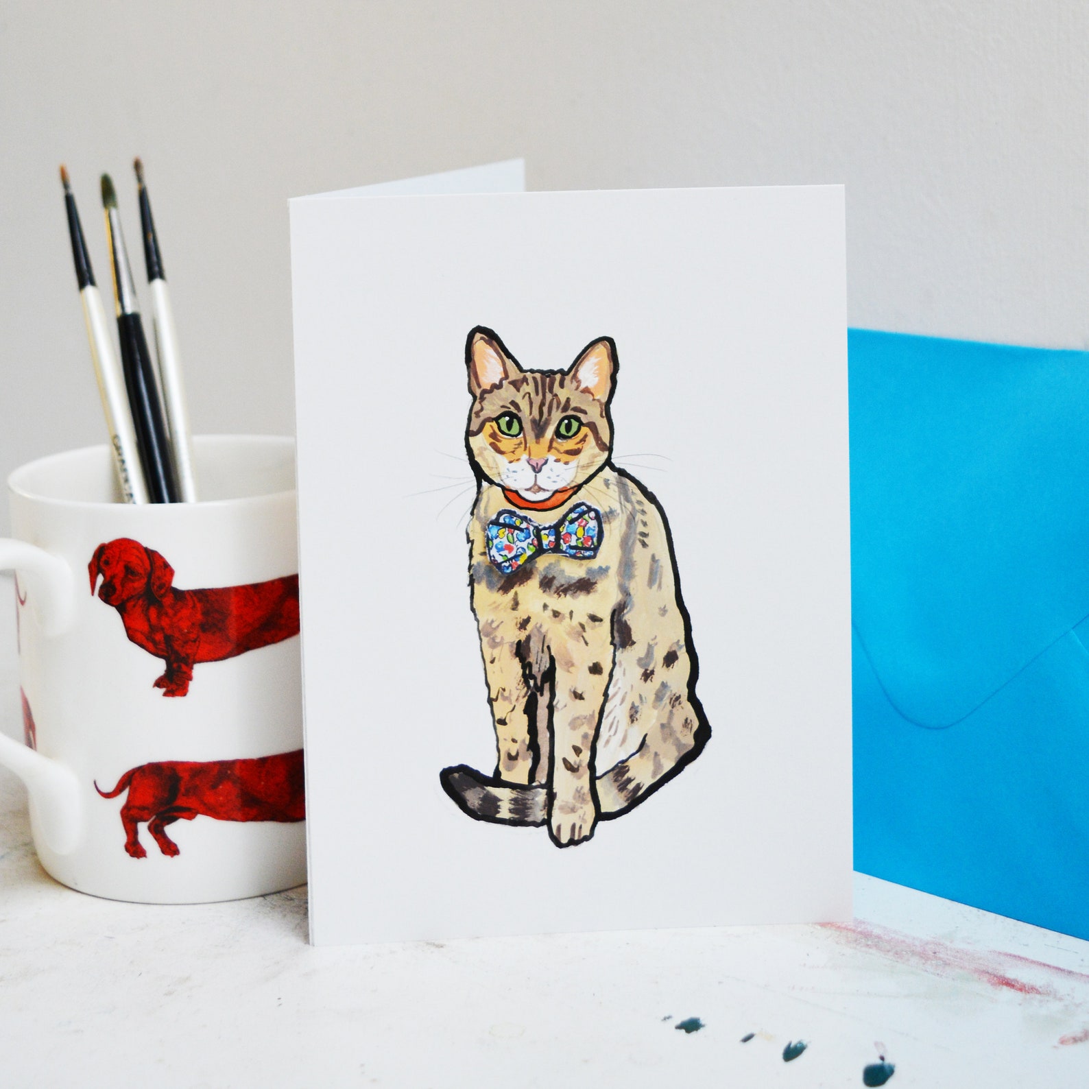 Custom Pet Portrait Card Pet Portrait Greetings Card - Etsy