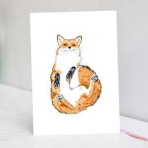 Carte Renard heureux | Carte de vœux Fox | Carte d'anniversaire renard