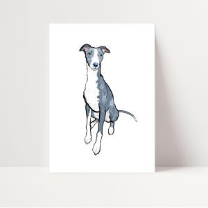 Imprimé Whippet bleu | Déco murale Whippet bleue