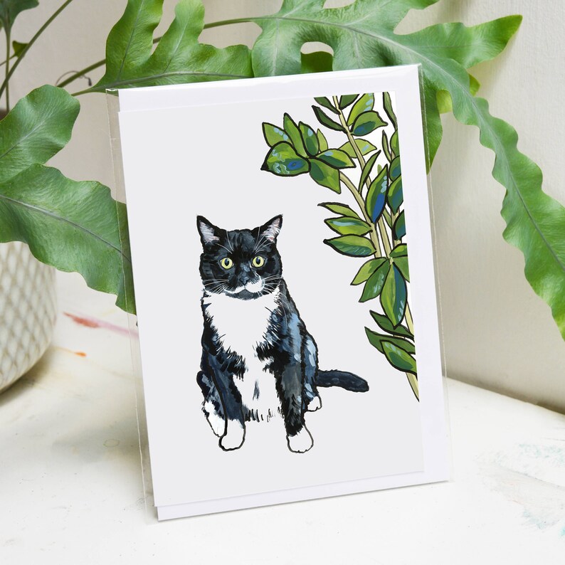 Tuxedo Cat Greetings Card Cat Greetings Card Etsy