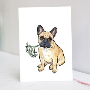 Personalisierte Rehkitz Frenchie Weihnachtskarte