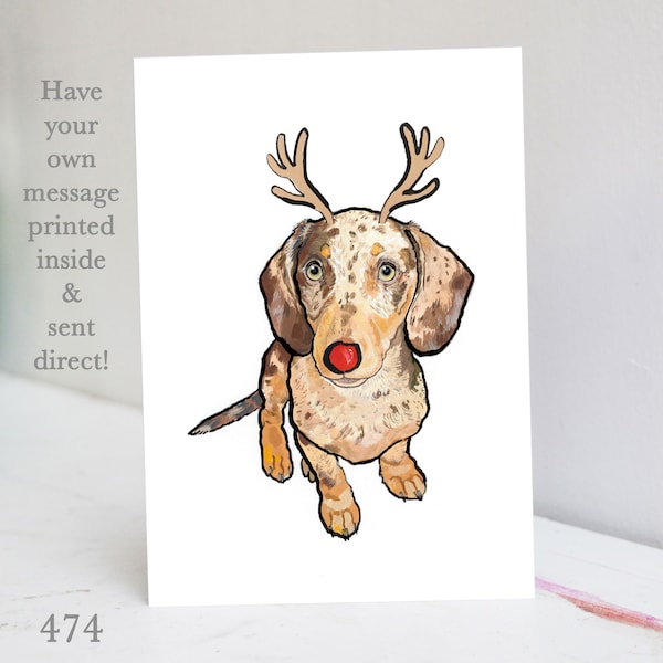 Dappled Dachshund Christmas Card