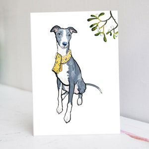 Personalisierte Blue Whippet Weihnachtskarte