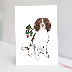 Carte de Noël festive personnalisée pour épagneul Springer