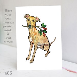 Carte de Noël bringé Whippet