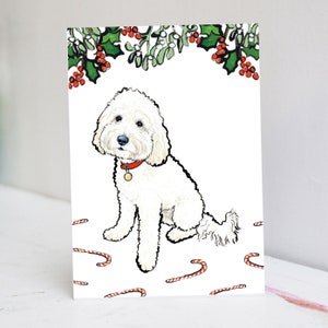 Gepersonaliseerde witte cockapoo-kerstkaart
