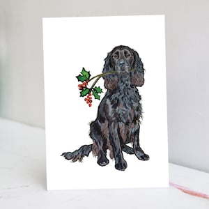 Gepersonaliseerde kerstkaart zwarte cocker-spaniël