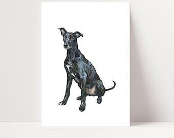 Black Greyhound Print | Greyhound Wall Art