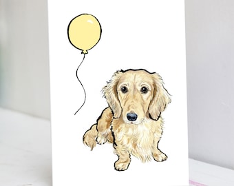 Personalised Long Haired Dachshund Card