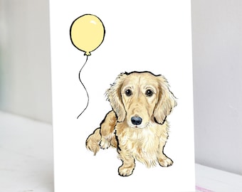 Tarjeta De "Feliz Cumpleaños" Con Sobre Para Perro Salchicha De
