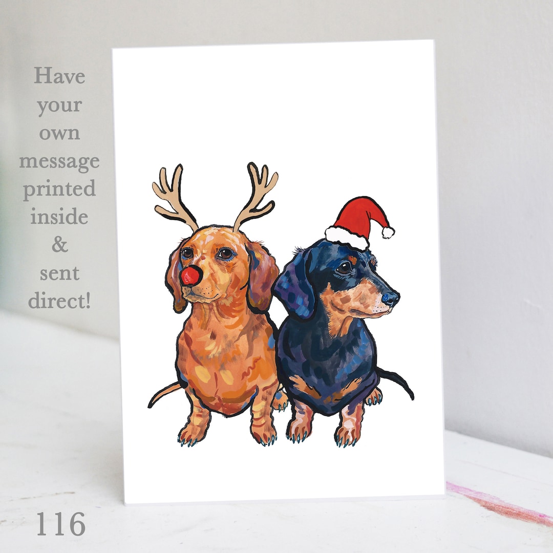 Dachshund Christmas Card - Etsy UK