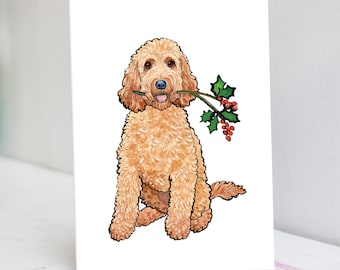 Personalised Ruby Red Cockapoo Christmas Card