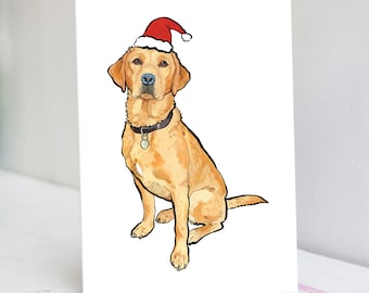 Personalised Fox Red Labrador Christmas Hat Card