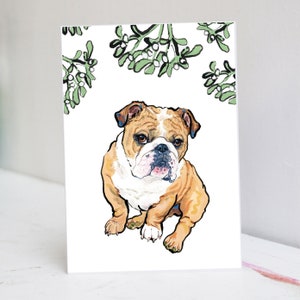 Vieille carte de Noël de bouledogue anglais