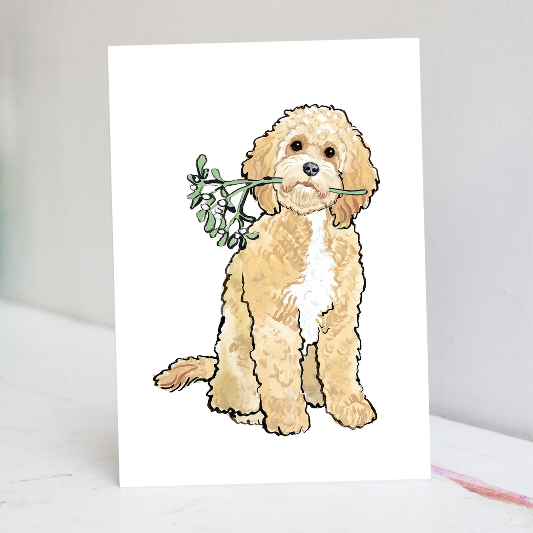 Festive Apricot Cavapoo Christmas Card - Etsy