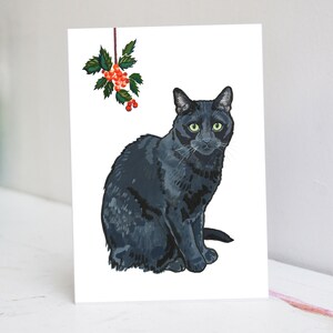 Carte de Noël personnalisée chat noir