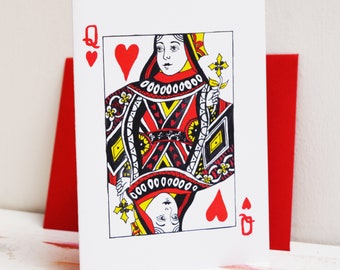 Queen of Hearts Valentines Card | Queen of Hearts Anniversary Card