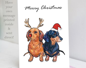 Carte de Noël teckel avec joyeux Noël