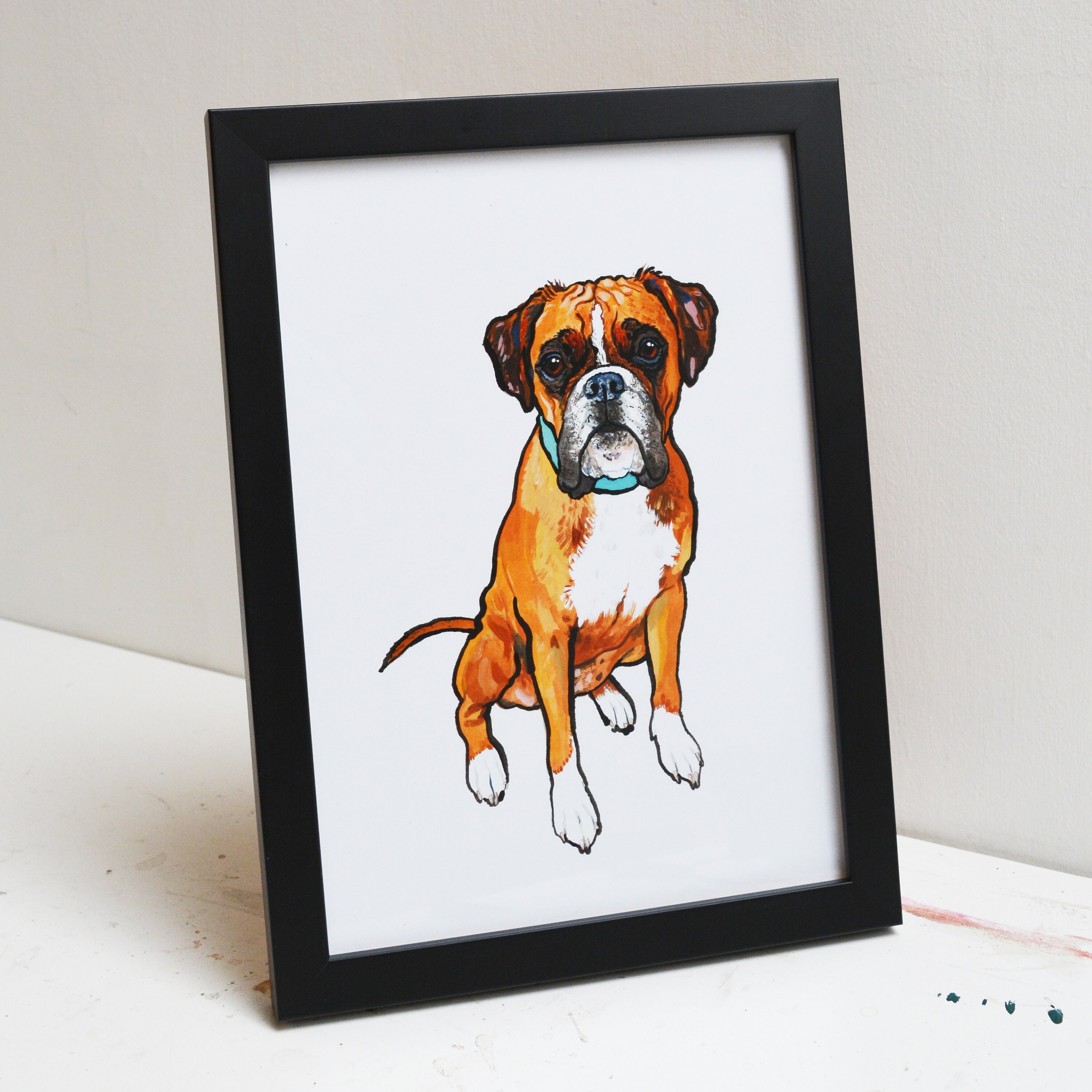 Boxer Wall Art Boxer Print Boxer Gift Boxer Dog Portrait | Etsy
