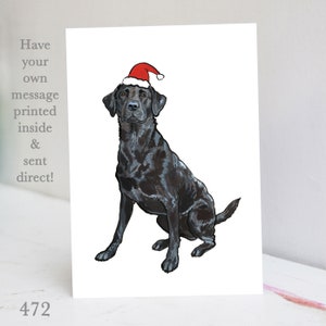 Festliche Weihnachtskarte mit schwarzem Labrador