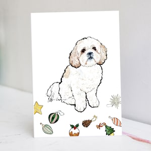 Tarjeta navideña personalizada de Shih Tzu
