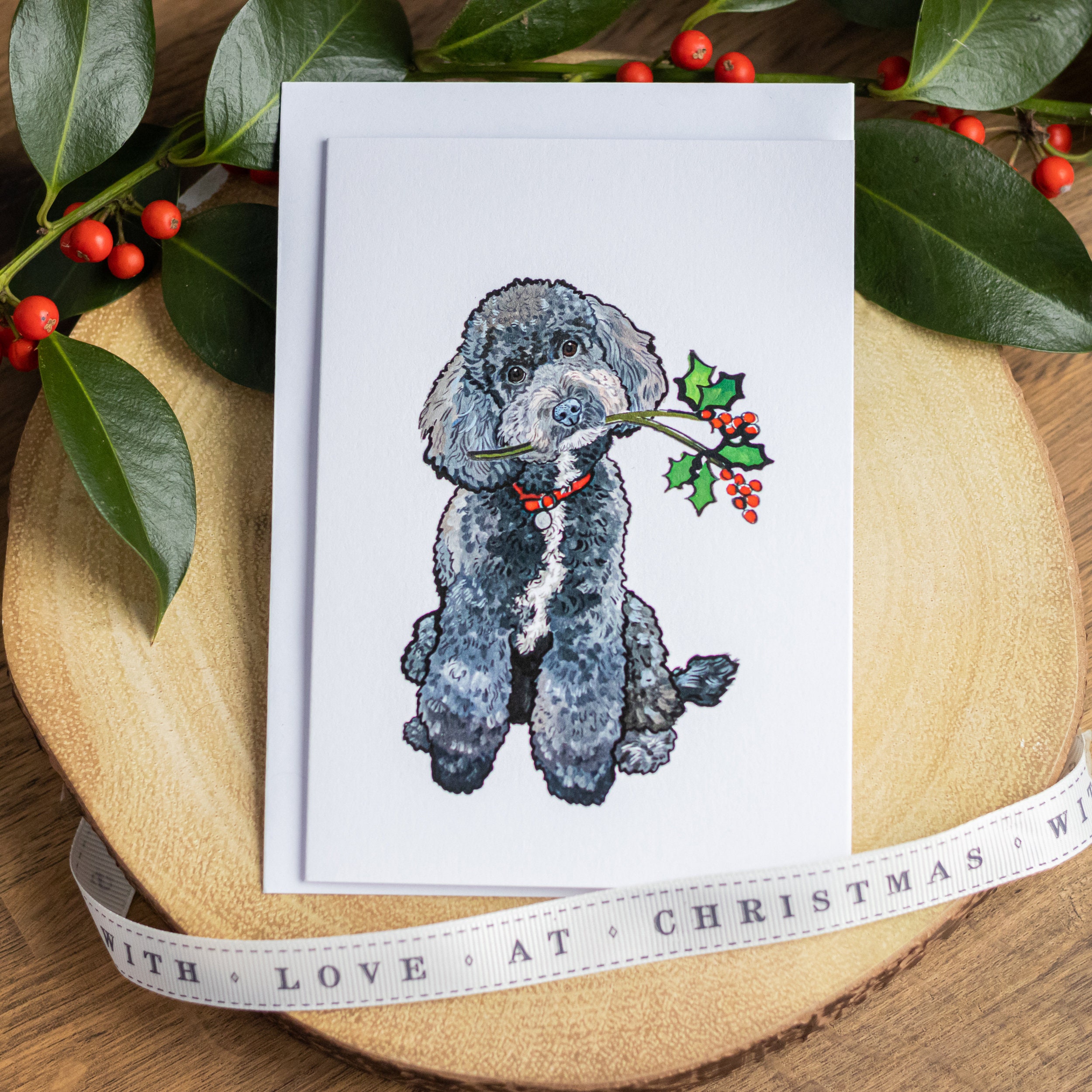 Personalised Black Toy Poodle Christmas Card - Etsy