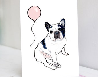 Personalised Black and White Frenchie Card