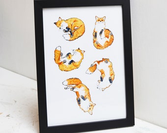 Sleeping Fox Print | Fox Wall Art | Fox Art | Fox Illustration