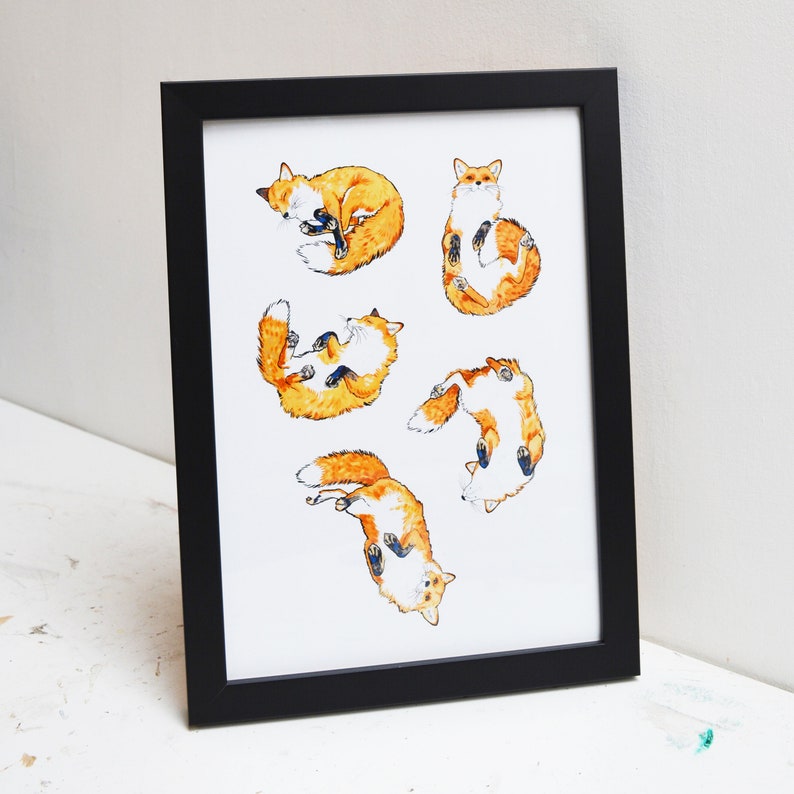 Sleeping Fox Print Fox Wall Art Fox Art Fox Illustration image 1