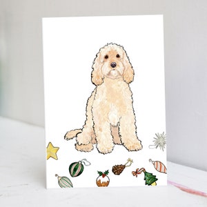 Personalisierte Creme Cockapoo Weihnachtskarte