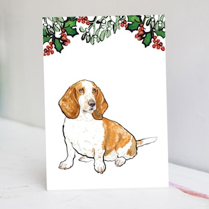 Personalisierte Lemon Basset Weihnachtskarte