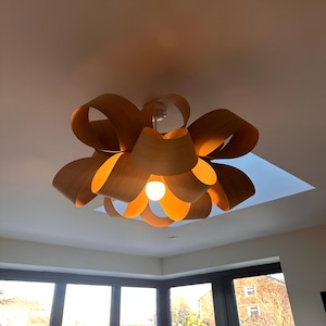 Blossom Oak Wooden Pendant Light: Handmade Chandelier Lampshade
