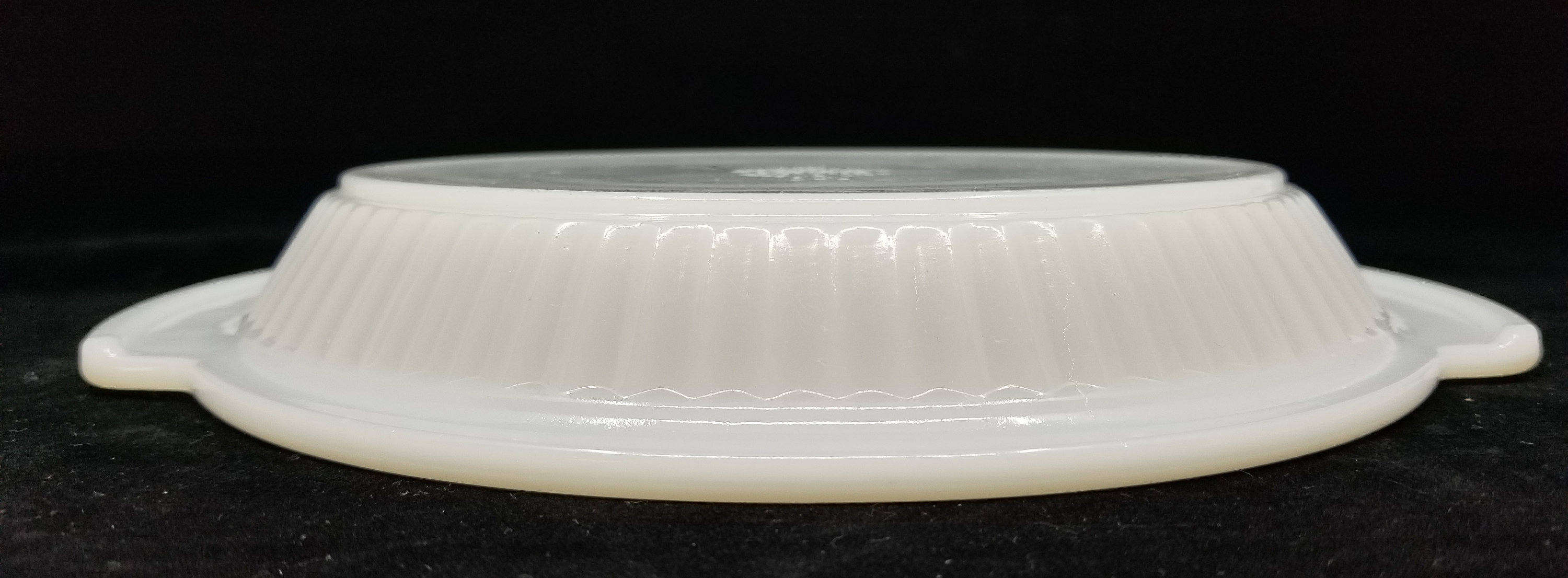 Vintage Fire King Milk Glass Ribbed Handled Pie Pan 1460 Etsy